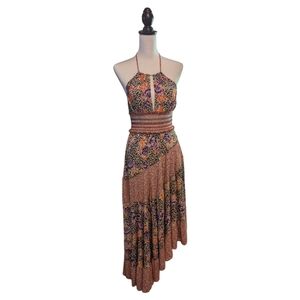 Free People Intimately Gabriela Patchwork Printed Halter Slip Dress Size Medium